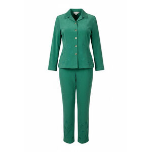 Vintage Country Wear Casuals Velveteen Embroidered Green 2 Piece Set M